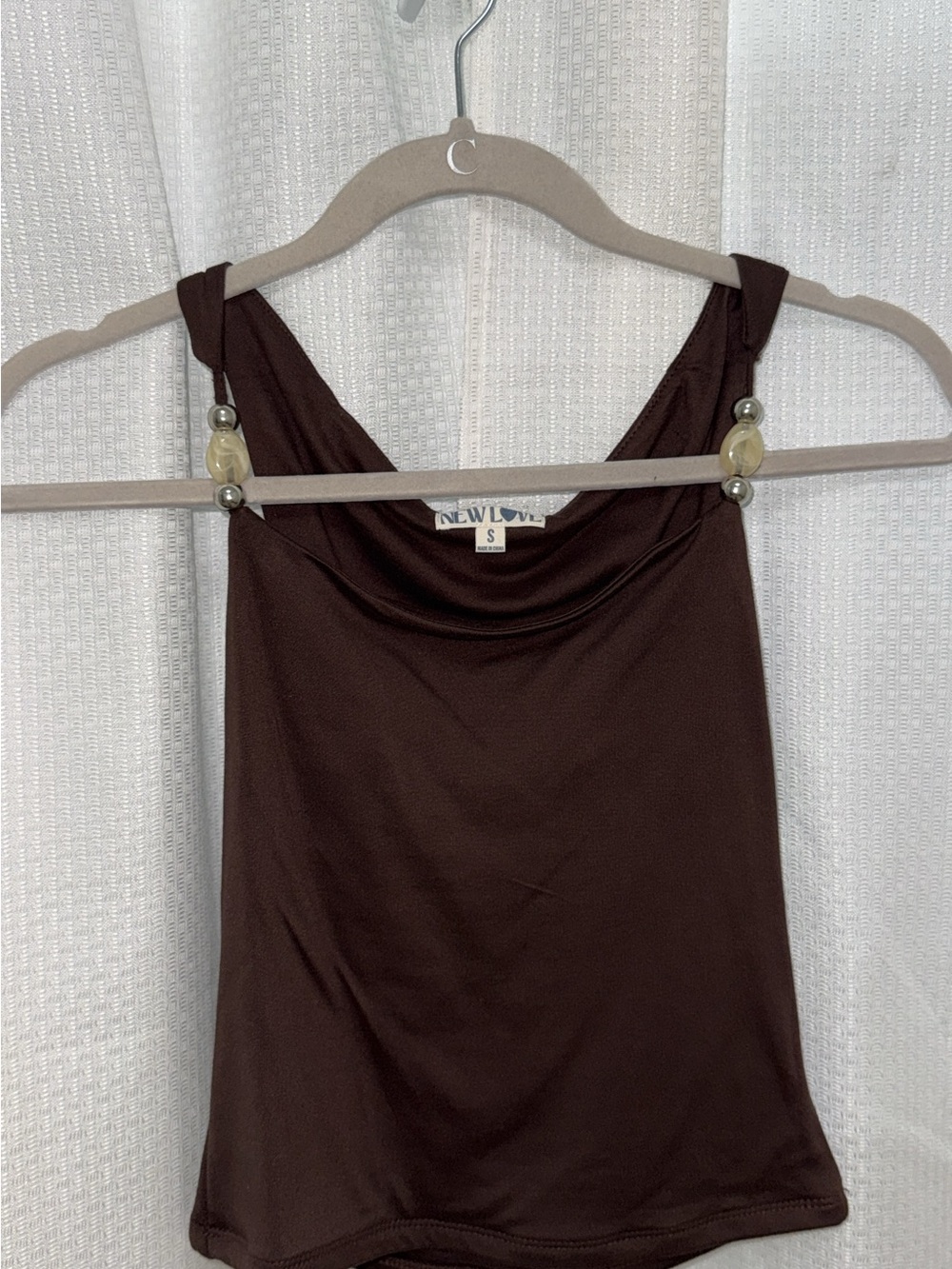 Brown Sleeveless Cowl Neck Tank Top